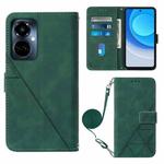 For Tecno Camon 19 Pro 5G Crossbody 3D Embossed Flip Leather Phone Case(Dark Green)