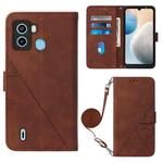 For Tecno Pop 6 Crossbody 3D Embossed Flip Leather Phone Case(Brown)