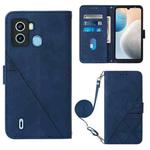 For Tecno Pop 6 Crossbody 3D Embossed Flip Leather Phone Case(Blue)