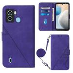 For Tecno Pop 6 Crossbody 3D Embossed Flip Leather Phone Case(Purple)