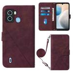 For Tecno Pop 6 Crossbody 3D Embossed Flip Leather Phone Case(Wine Red)