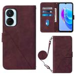 For Tecno Spark 9 Pro / Spark 9T Crossbody 3D Embossed Flip Leather Phone Case(Wine Red)