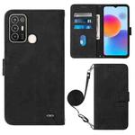 For ZTE Blade A52 Crossbody 3D Embossed Flip Leather Phone Case(Black)