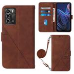 For ZTE Blade A72 Crossbody 3D Embossed Flip Leather Phone Case(Brown)