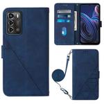 For ZTE Blade A72 Crossbody 3D Embossed Flip Leather Phone Case(Blue)