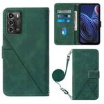 For ZTE Blade A72 Crossbody 3D Embossed Flip Leather Phone Case(Dark Green)