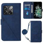 For OnePlus 10T 5G Global Crossbody 3D Embossed Flip Leather Phone Case(Blue)