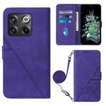 For OnePlus 10T 5G Global Crossbody 3D Embossed Flip Leather Phone Case(Purple)