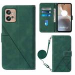 For Motorola Moto G32 Crossbody 3D Embossed Flip Leather Phone Case(Dark Green)