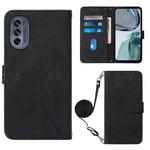 For Motorola Moto G62 5G Crossbody 3D Embossed Flip Leather Phone Case(Black)