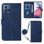 For Motorola Moto S30 Pro 5G Crossbody 3D Embossed Flip Leather Phone Case(Blue)