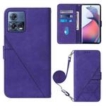 For Motorola Moto S30 Pro 5G Crossbody 3D Embossed Flip Leather Phone Case(Purple)