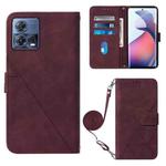 For Motorola Moto S30 Pro 5G Crossbody 3D Embossed Flip Leather Phone Case(Wine Red)