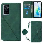 For vivo S10e 5G / V23e 4G&5G /Y75 4G Crossbody 3D Embossed Flip Leather Phone Case(Dark Green)