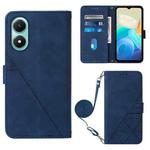 For vivo Y02s Crossbody 3D Embossed Flip Leather Phone Case(Blue)