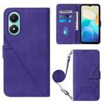 For vivo Y02s Crossbody 3D Embossed Flip Leather Phone Case(Purple)