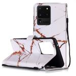 For Galaxy S20 Ultra Painted Pattern Horizontal Flip Leather Case with Holder & Card Slots & Wallet(White Gold Marble)