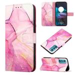 For Motorola Edge 30 PT003 Marble Pattern Flip Leather Phone Case(Pink Purple)
