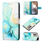 For Motorola Moto G32 PT003 Marble Pattern Flip Leather Phone Case(Green)