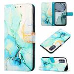 For Motorola Moto G62 5G PT003 Marble Pattern Flip Leather Phone Case(Green)