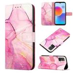 For ZTE Blade A52 PT003 Marble Pattern Flip Leather Phone Case(Pink Purple)