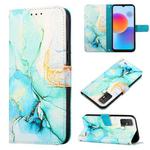 For ZTE Blade A52 PT003 Marble Pattern Flip Leather Phone Case(Green)