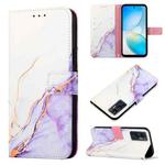 For Infinix Hot 12 X6817 PT003 Marble Pattern Flip Leather Phone Case(White Purple)