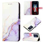 For Infinix Note 12 Pro 5G PT003 Marble Pattern Flip Leather Phone Case(White Purple)