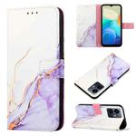 For vivo Y77 5G PT003 Marble Pattern Flip Leather Phone Case(White Purple)