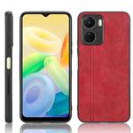 For vivo Y16 4G Sewing Cow Pattern Skin PC + PU + TPU Case(Red)