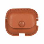 For AirPods Pro 2 Litchi Texture PU Leather Earphone Protective Case with Hook(Light Brown)