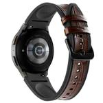 For Samsung Galaxy Watch4 / 5 / 5 Pro Silicone Pasted Leather Watch Band(Black+Brown)