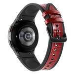 For Samsung Galaxy Watch4 / 5 / 5 Pro Silicone Pasted Leather Watch Band(Black+Red1)