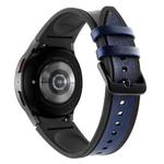 For Samsung Galaxy Watch4 / 5 / 5 Pro Silicone Pasted Leather Watch Band(Black+Blue)