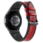 For Samsung Galaxy Watch4 / 5 / 5 Pro Silicone Pasted Leather Watch Band(Black+Red2)