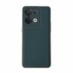 For OPPO Reno8 Genuine Leather Luolai Series Nano Plating Phone Case(Dark Green)