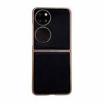 For Huawei P50 Pocket Genuine Leather Luolai Series Nano Plating Phone Case(Black)