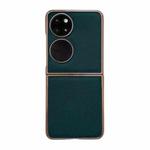 For Huawei P50 Pocket Genuine Leather Luolai Series Nano Plating Phone Case(Dark Green)