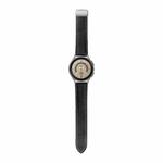 For Samsung Galaxy Watch5 40mm / 44mm Litchi Genuine Leather Watch Band Silver Buckle(Black)