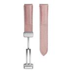 For Samsung Galaxy Watch5 40mm / 44mm Plain Weave Genuine Leather Watch Band Silver Buckle(Pink)