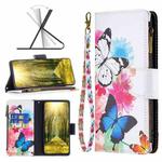 For vivo Y35/Y22 Colored Drawing Pattern Zipper Phone Leather Case(Two Butterflies)