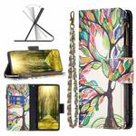 For vivo Y35/Y22 Colored Drawing Pattern Zipper Phone Leather Case(Tree)
