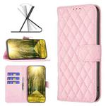 For vivo Y35/Y22 Diamond Lattice Wallet Leather Flip Phone Case(Pink)