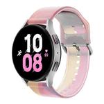 For Samsung Huawei Watch 20mm Universal Frosted Translucent Silicone Watch Band(Pink Rainbow)