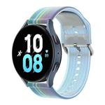For Samsung Huawei Watch 20mm Universal Frosted Translucent Silicone Watch Band(Blue Rainbow)