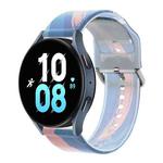For Samsung Huawei Watch 20mm Universal Frosted Translucent Silicone Watch Band(Blue Pink)