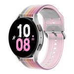 For Samsung Huawei Watch 22mm Universal Frosted Translucent Silicone Watch Band(Pink Rainbow)