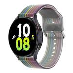 For Samsung Huawei Watch 22mm Universal Frosted Translucent Silicone Watch Band(Black Rainbow)