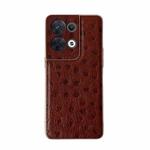 For OPPO Reno8 Genuine Leather Ostrich Texture Nano Plating Phone Case(Coffee)