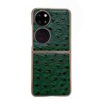 For Huawei P50 Pocket Genuine Leather Ostrich Texture Nano Plating Phone Case(Green)